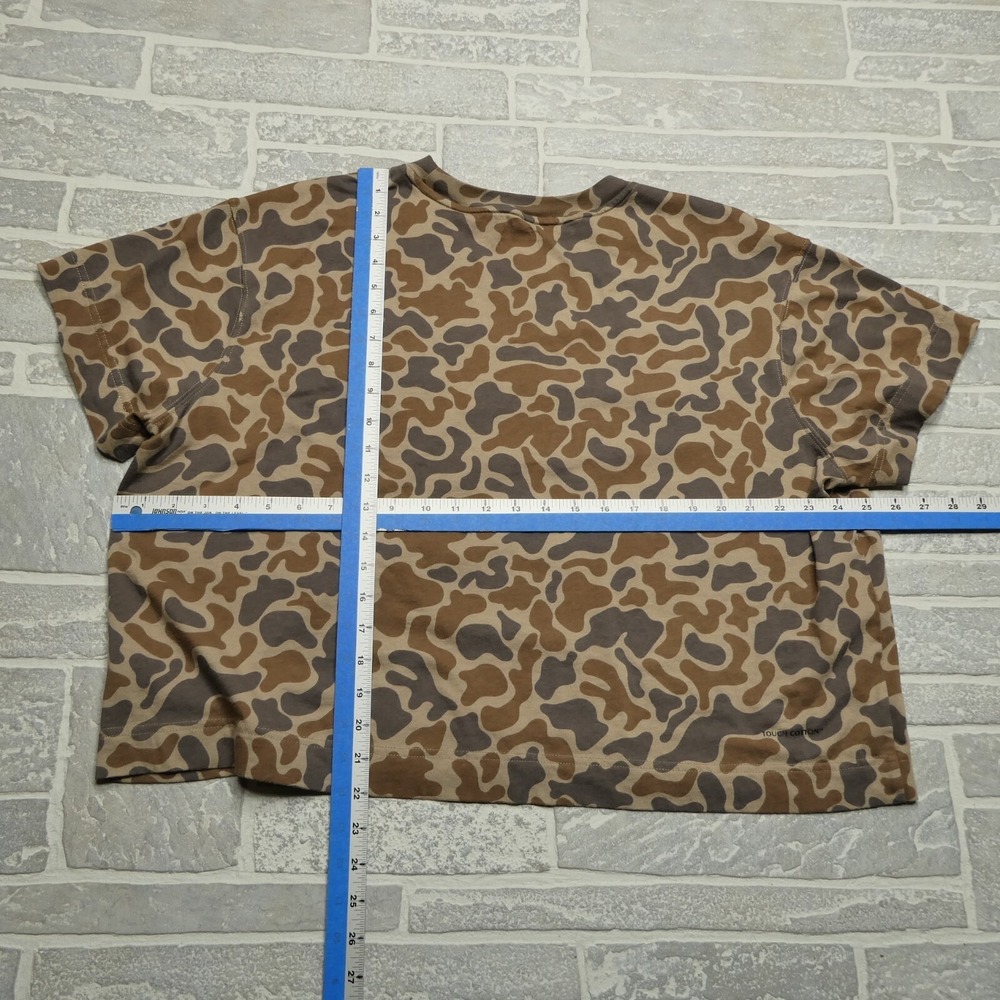 Alaskan Hardgear Top Womens 1X Brown Camo Tough Cotton Boxy Crop Short Sleeve - Picture 4 of 6